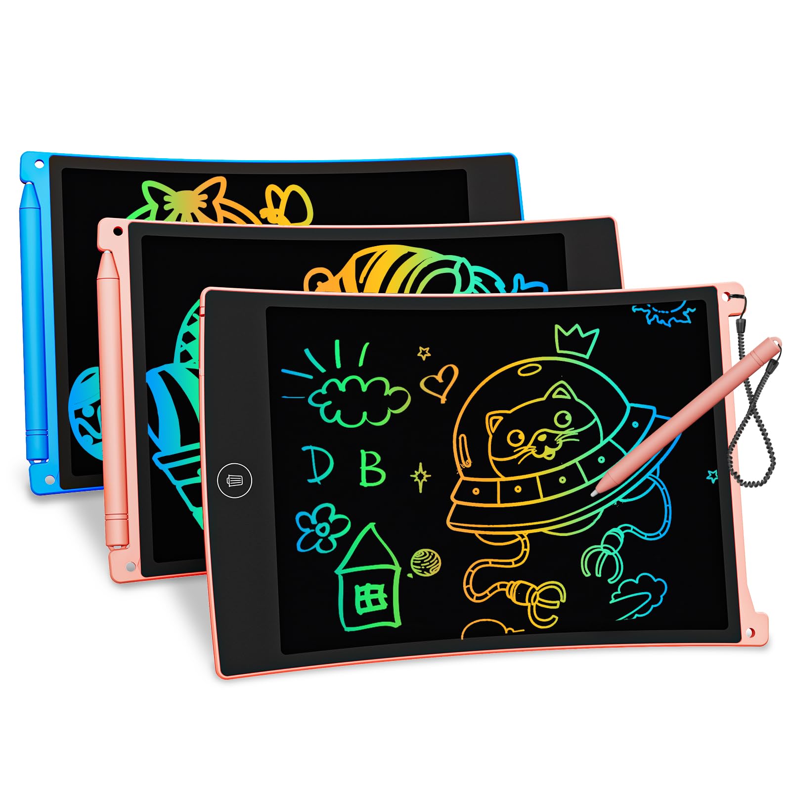 bravokids Toys Gifts for 3-6 Years Old Girls Boys, 3 Pack LCD Writing Tablet with 6 Stylus, 8.5 inch Colorful Doodle Board Drawi