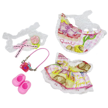 17Cm Doll Clothes Set Pink Skirt, Handmade Dolls Outfit Withcute Camera Shoes Hat, Luxury Chic Dress Up Unique Style Clothes Acc