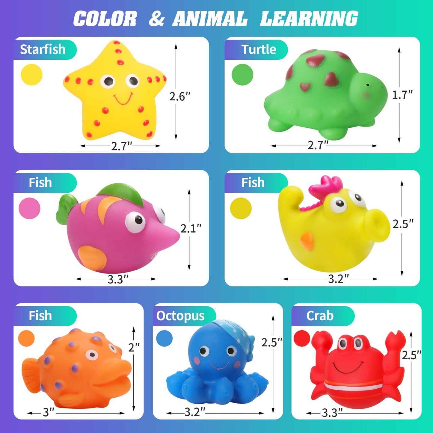 Mold Free Baby Bath Toys - 7 Pcs No Hole Ocean Animals Bathtub Toys For Toddlers 1-3/Infants 6-12-18 Months,Water Table Toys Sho