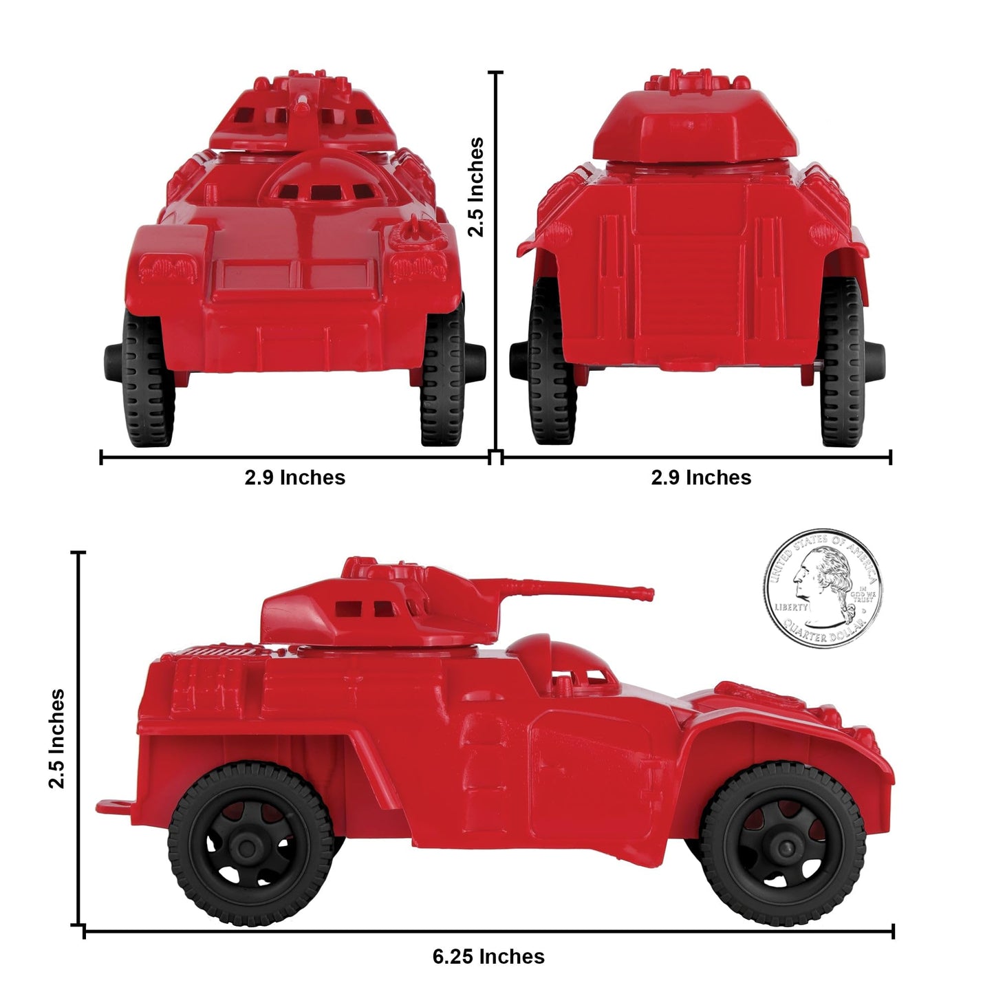 TimMee RECON PATROL Armored Cars - Red Plastic Army Men Scout Vehicles