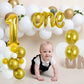 Toniful 27 Pcs 1St Birthday Balloons Set,40 Inch Gold Number 1 Balloon Gold One Letter Foil Balloon White Metallic Gold Balloons