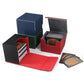 Zlca Card Deck Box With 2 Dividers For Mtg Cards, Large Horizontal Card Storage Box Fits 150+ Single Sleeved Cards, Pu Leather Commander Deck Box For Tcg Ccg (Black& Red)