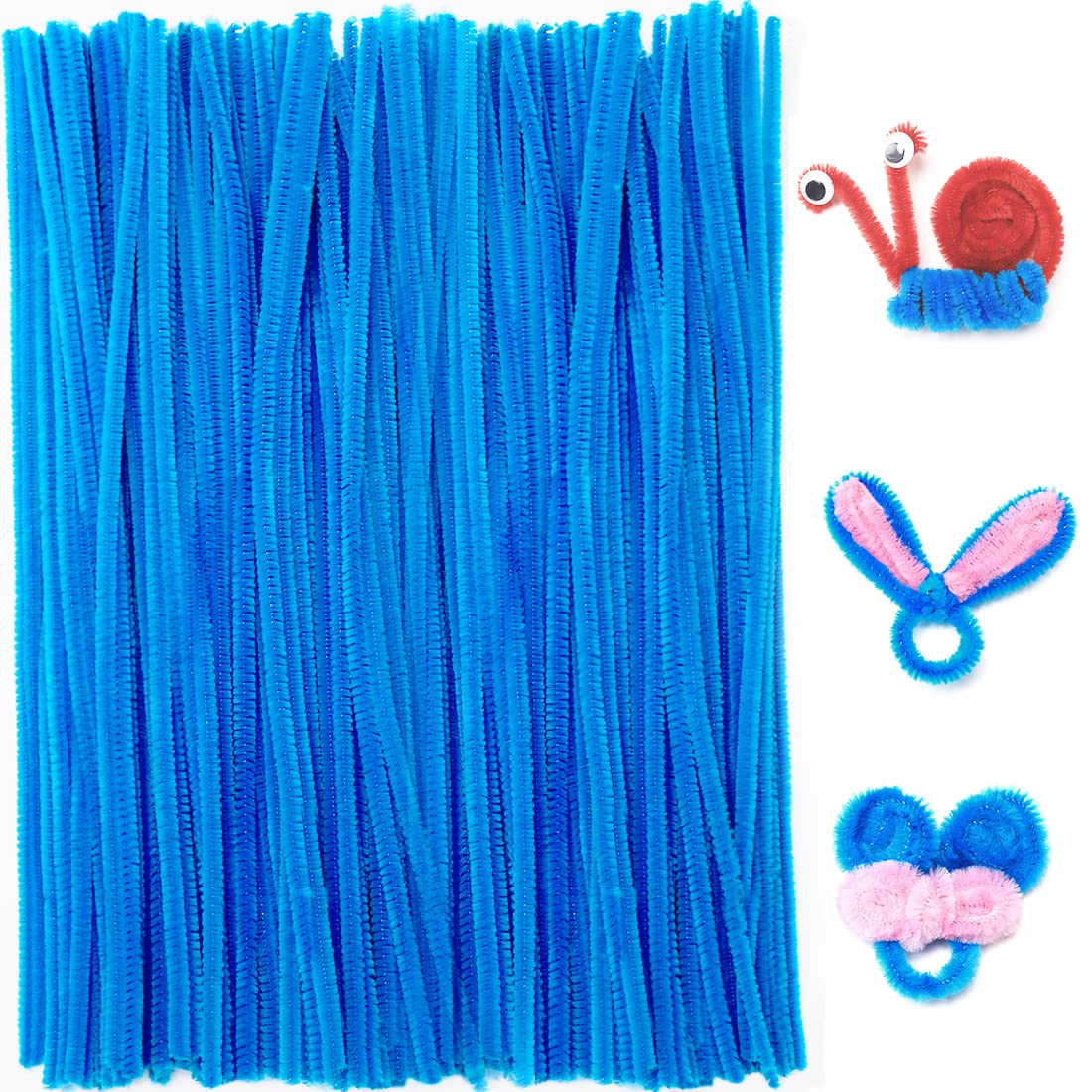 Praisebank Dark Blue Pipe Cleaners for Crafts (200pcs), 12 inch Long, Chenille Stems for Arts and Crafts.