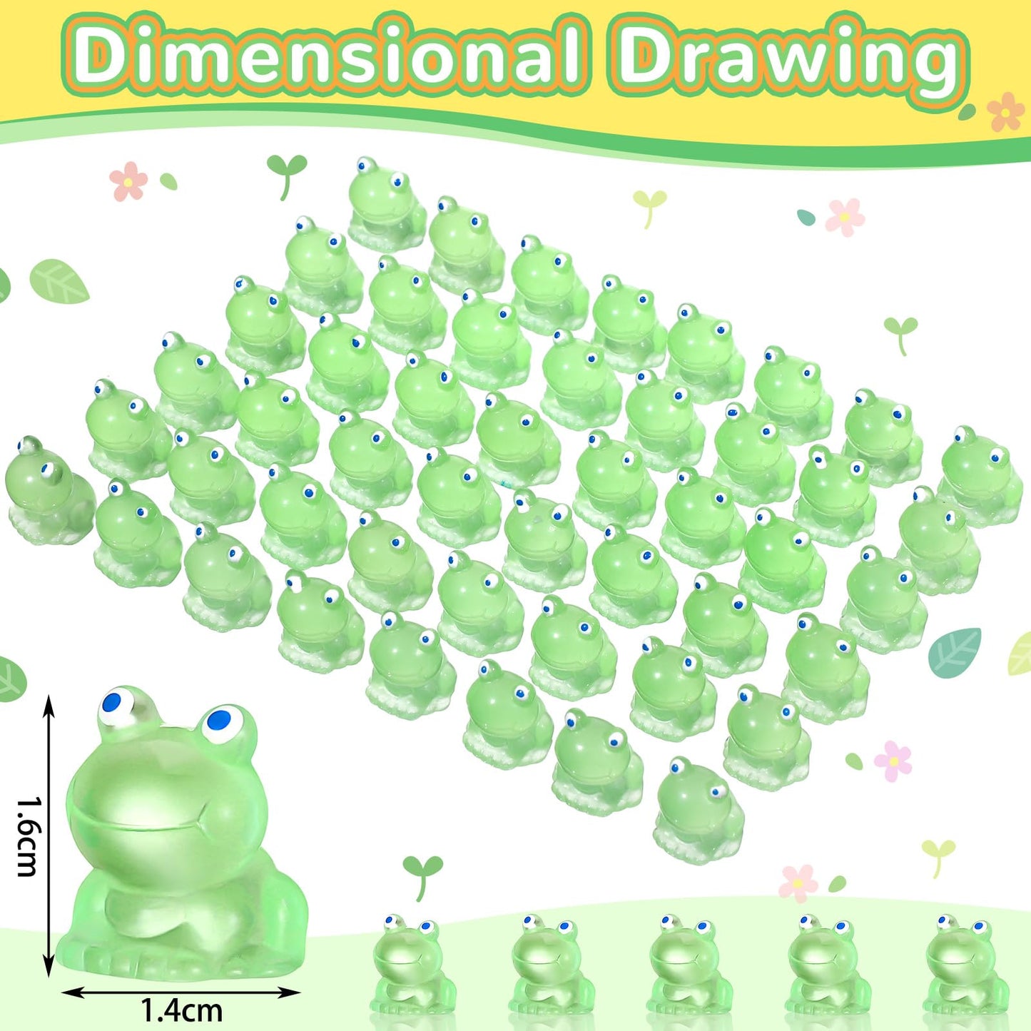 Chitidr Resin Mini Frogs Green Tiny Frog Glow in The Dark Tiny Frogs Luminous Mini Frogs Miniature Figurines Frogs DIY Crafts To