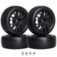CrazyHobby Pre-Glued OD 2.56'' 12mm Hex Wheels Rims & Rubber Tires 26mm for 1/10 Scale On Road Racing Car Drift RC Touring Car, 