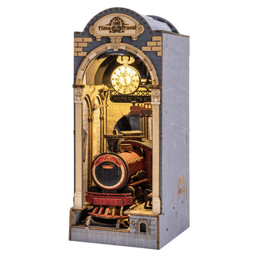 Rowood Diy Book Nook Kit, Bookshelf Insert Decor 3D Wooden Puzzle Model Kit, Bookend Building Set With Led Light - Time Travel