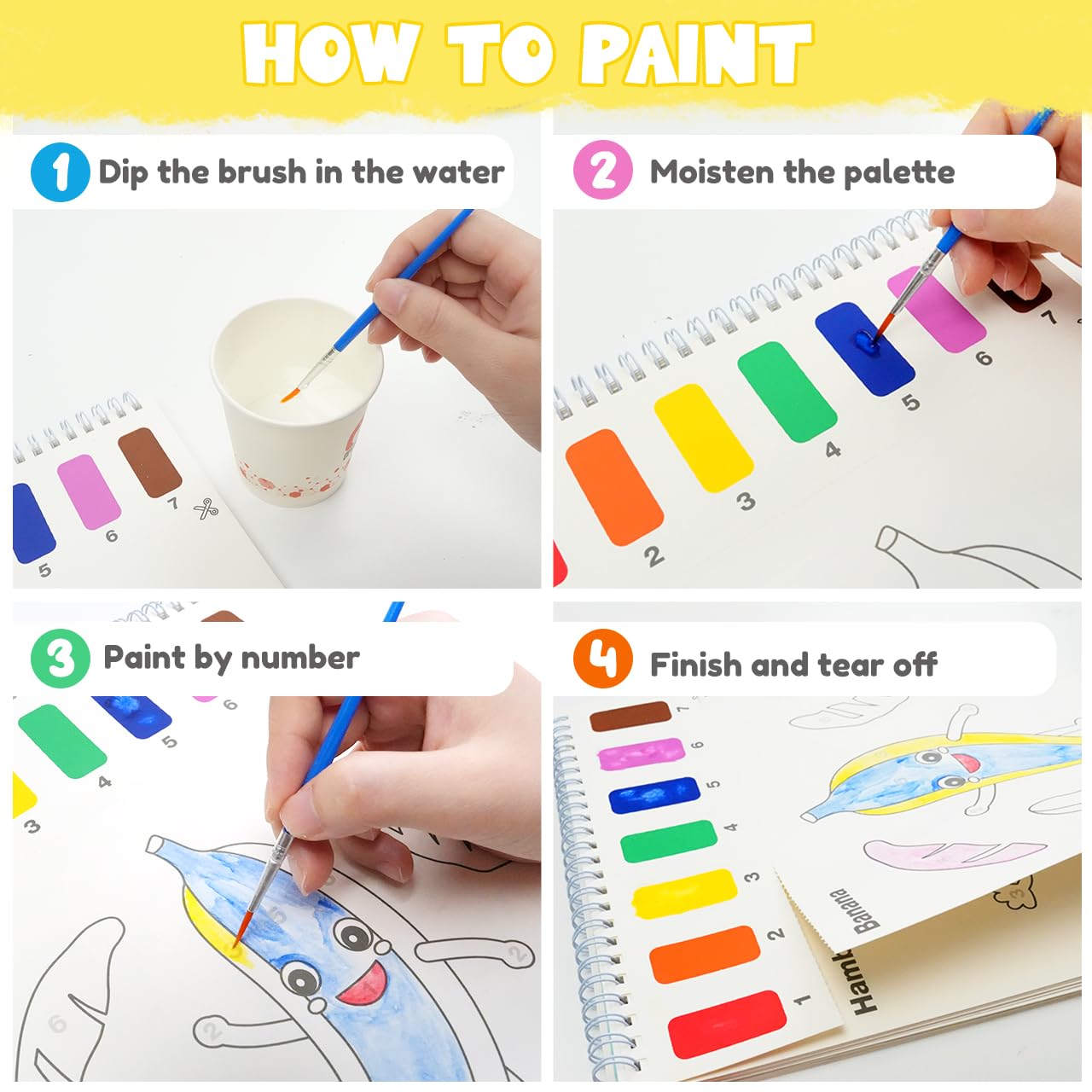 Zmlm Paint With Water Books For Kids - Easter Basket Stuffers Mess Free Coloring Activity For Toddlers - Arts & Crafts Gifts Toys For Valentines Birthday Christmas Boy Girls Ages 4 5 6 7 8(Food)