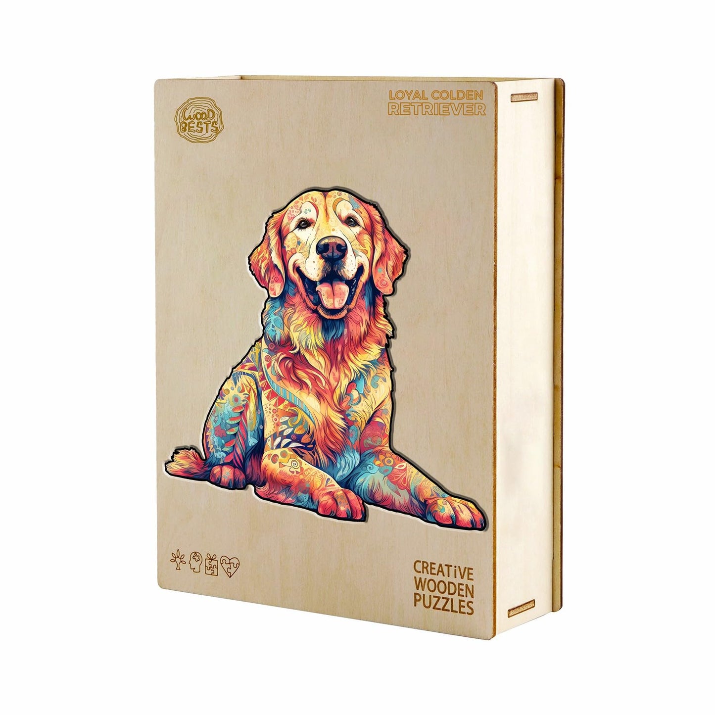 Wooden Jigsaw Puzzle, Loyal Golden Retriever Wooden Puzzle For Adults, Unique Shape Dog Wooden Jigsaw Puzzle, Family Puzzle, Int