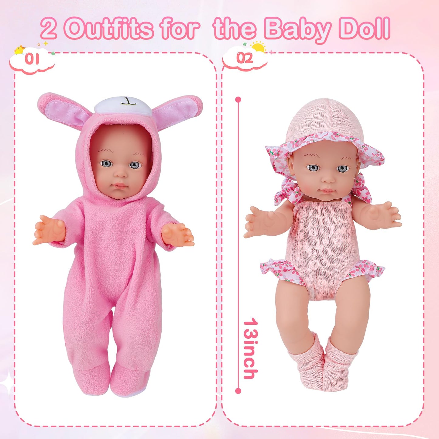 Deao Baby Doll Accessories Doll Clothes With 13In Doll Bassinet Carrier Bed Doll Accessories Baby Dolls Pillow Caring Pretend Pl