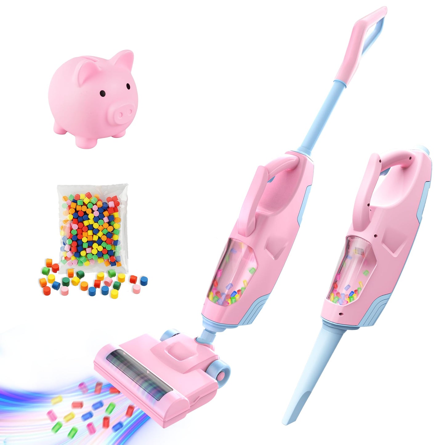 SMILESSKIDDO Kids Toy Vacuum & Piggy Bank Set - Real Working Vacuum for Chores, Earn Commission to Save, Teaches Money Skills & 