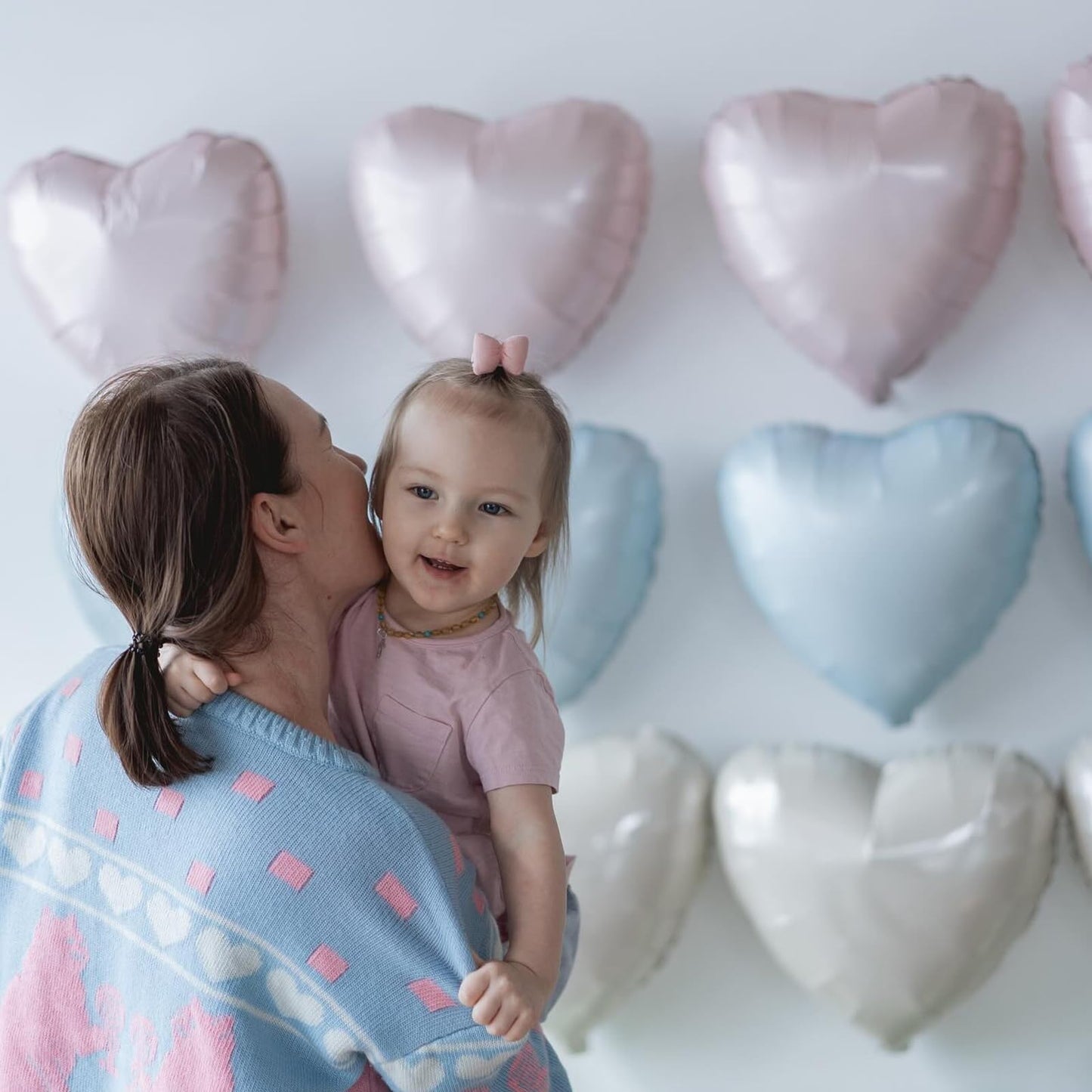 Baby Pink Heart Balloon, 10Pcs Pink Foil Heart Balloons, 18Inch Pastel Pink Heart Shape Balloons Helium Birthday Party Decoratio