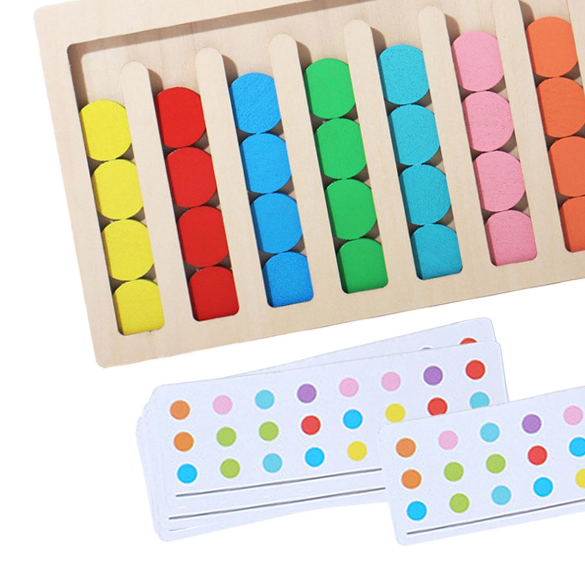 Trendivibe Wooden Montessori Toys Color Shape Matching Toys For Age 3 4 5 6 7 Boys Kids 8 Colors| Baby Learning Toy | Infant Act
