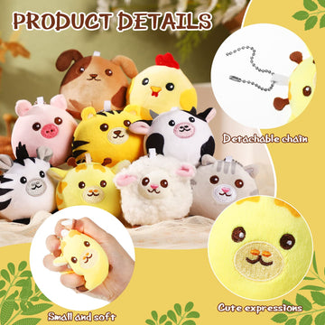Skylety 9 Pcs Mini Plush Stuffed Animals Bulk 3.15 Inch Cute Soft Decompress Animals Plush Toys For Baby Shower Birthday Party Gifts Classroom Prizes Easter Basket Stuffers (Mixed Animals)