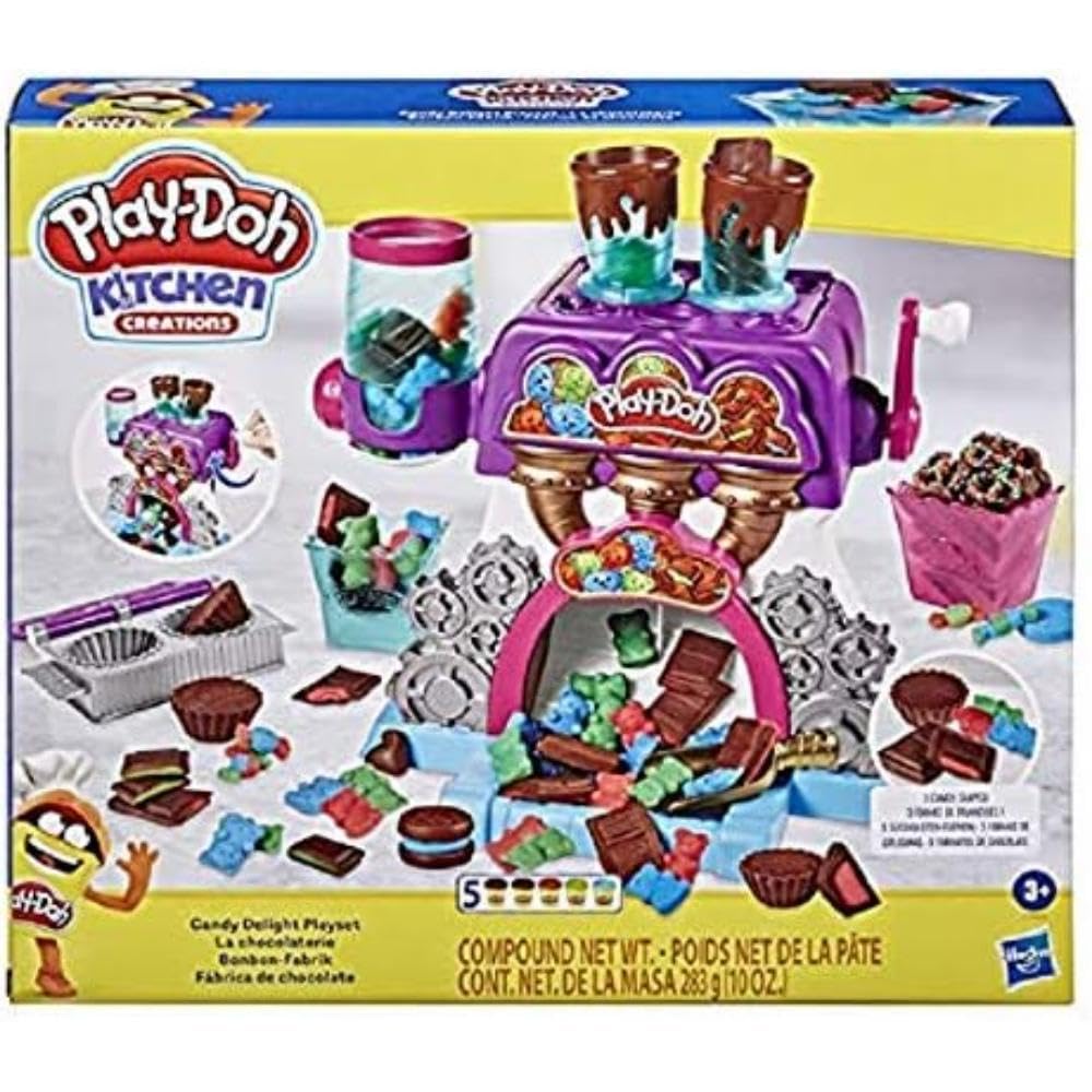 Play-Doh Kitchen Creations Candy Delight Playset for Kids 3 Years and Up with 5 Cans, Non-Toxic