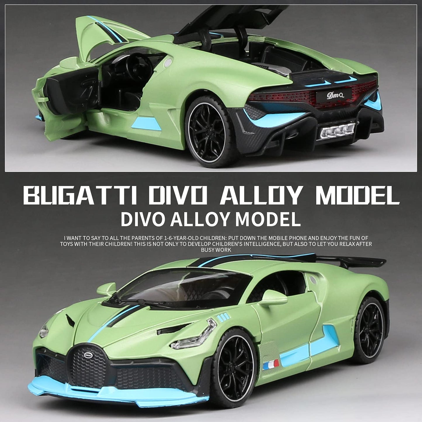 1:32 Scale for Bugatti Divo zinc Alloy Pull Back Car Diecast Electronic Toys with Lights and Music,Decorative,Mini Vehicles Toys