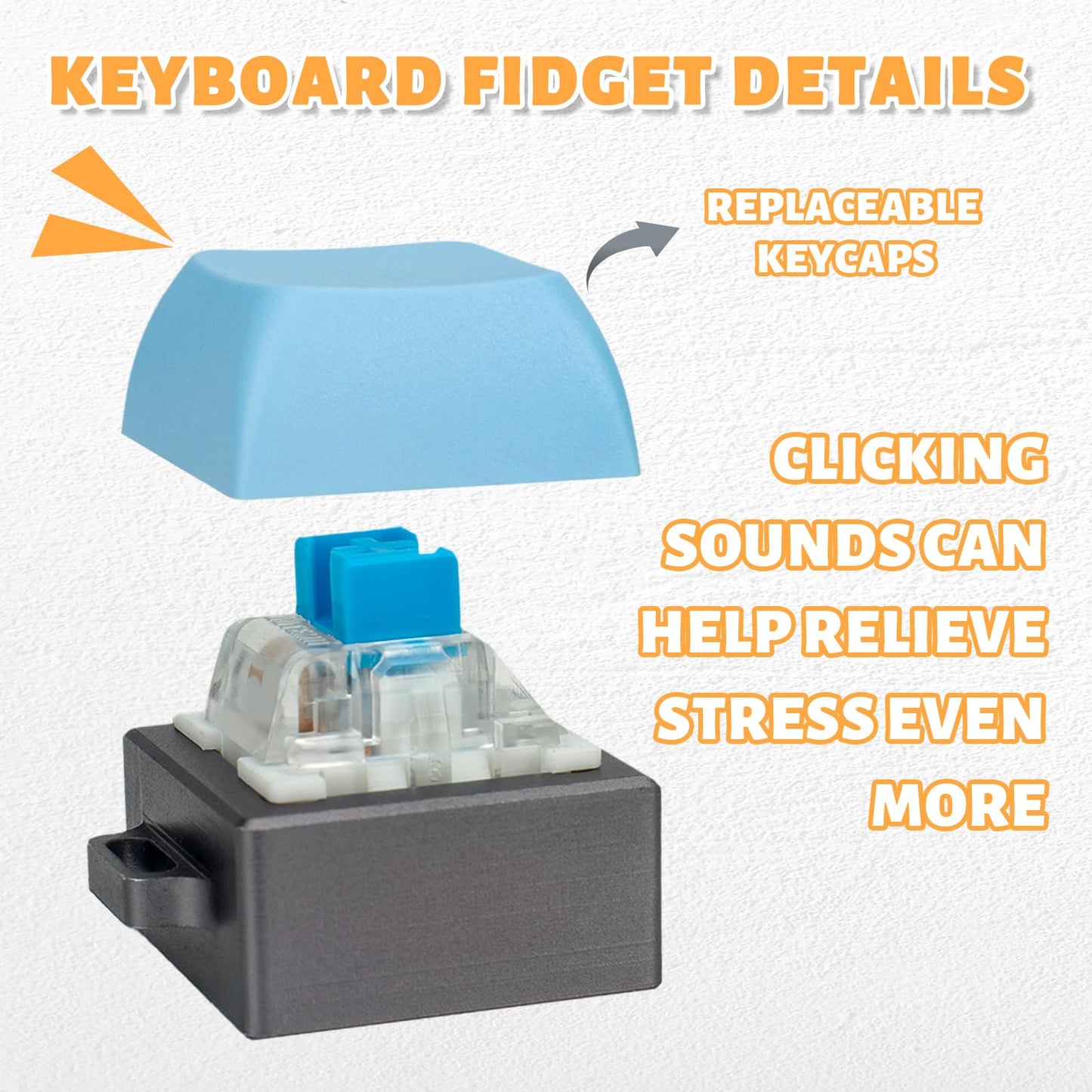 Byhoo 2 Pcs Keyboard Fidget Toy, Aluminum Alloy Mechanical Fidget Keyboard With Keychain, Lightweight Keyboard Fidget Clicker Fo