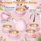 Tea Party Set for Little Girls, 49PCS Princess Tea Time Toys Including Tea Set Dessert Carrying Case, Kids Kitchen Pretend Plays