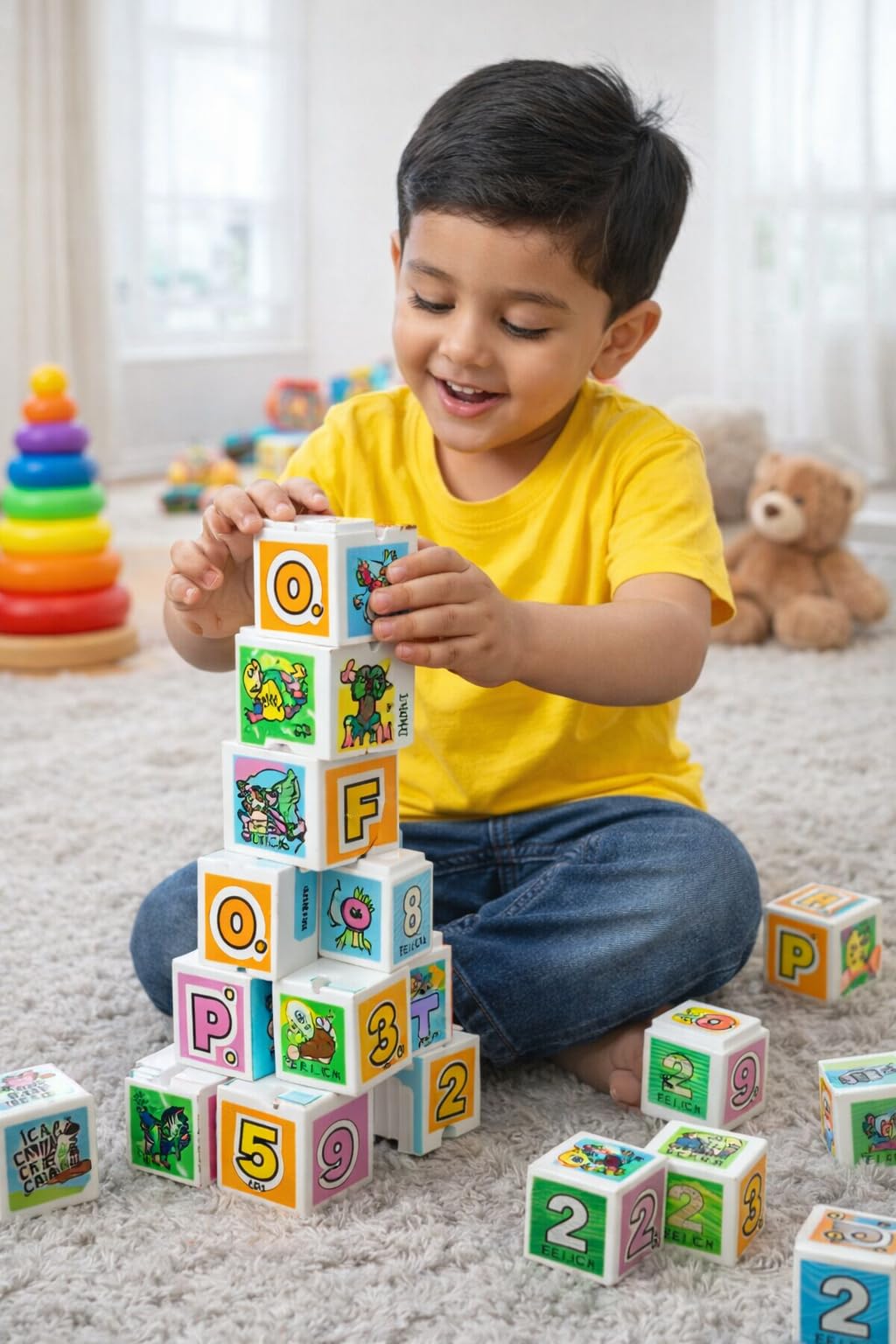 ABC Alphabet Blocks, 123 Number Cubes, 16 Learning Toy for Toddlers Kids