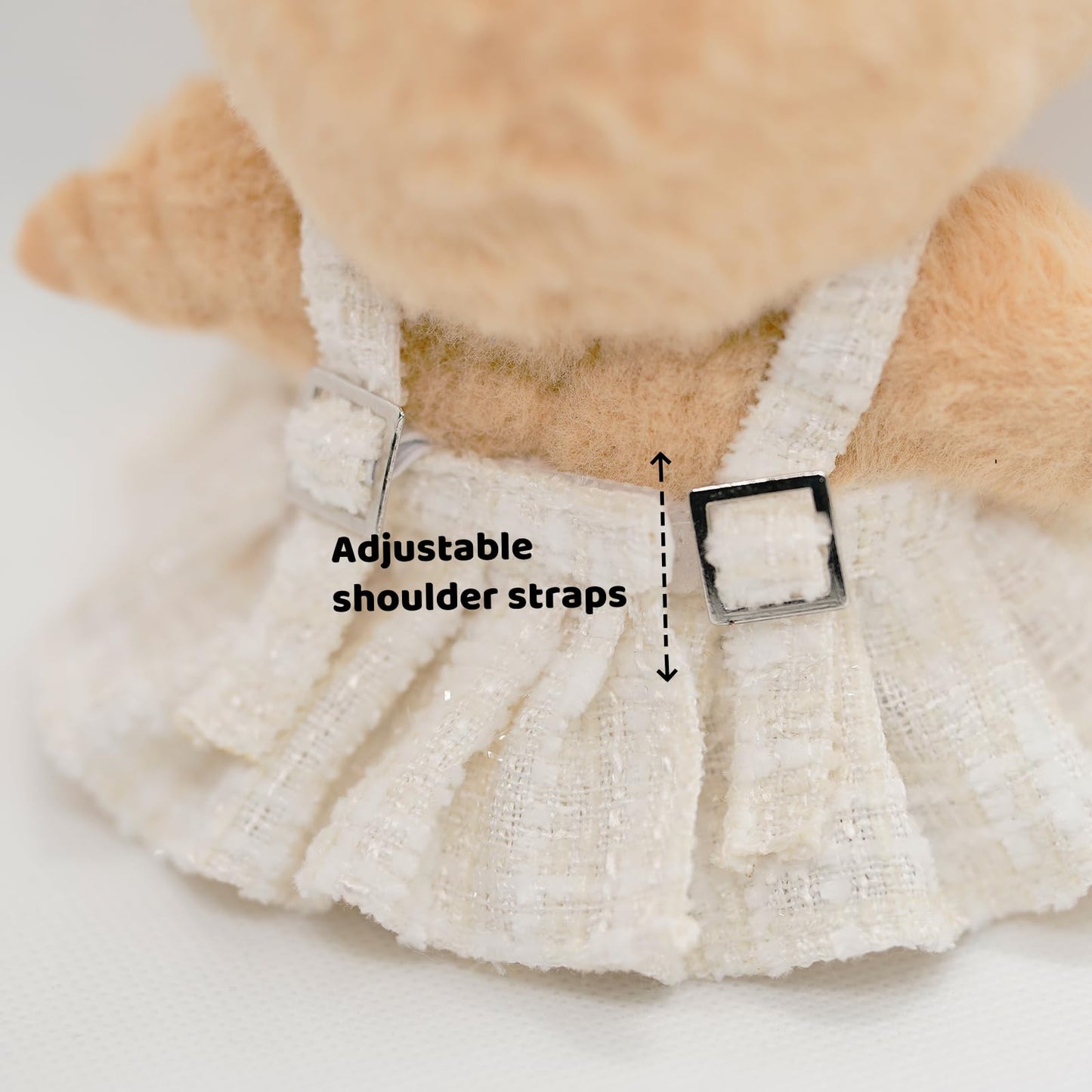 Doll Clothes for 17cm Dolls  enhanced Handmade Fashion Clothes 3 Piece Set Including a Weaving Hat  Clothes and Bow with High-End Dolls Accessories for Play & Display - Pure White (No Doll No Logo)