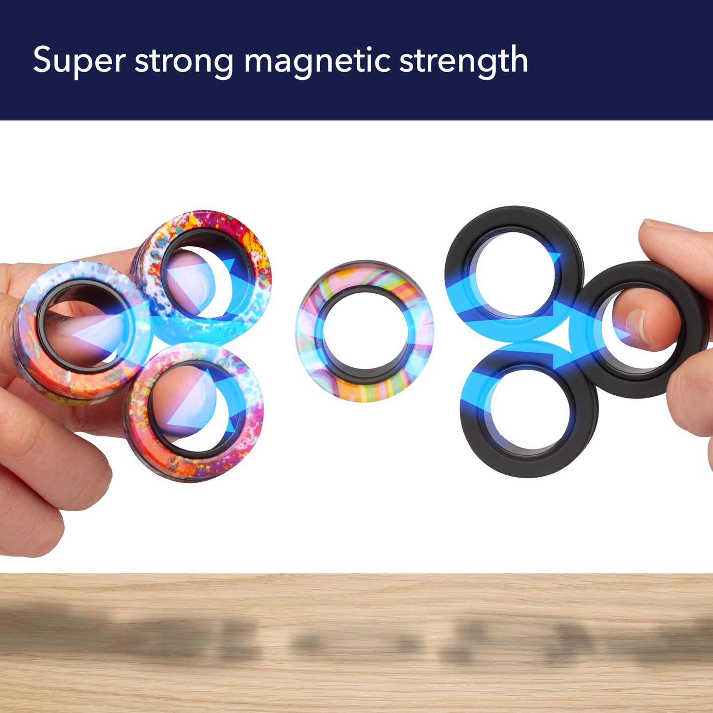 Bunmo Easter Basket Stuffers - Magnetic Rings - Fidget Toys Adults - Magnetic Fidget Rings - Easter Basket Stuffers For Adults - Fidget Toy For Boys & Girls - Great Teen Gift - Various