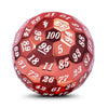 DNDND Single Metal D100 Polyhedral Dice Set Red 100 Sided Die with Metal Case and Velvet Pouch(Red with White Number)