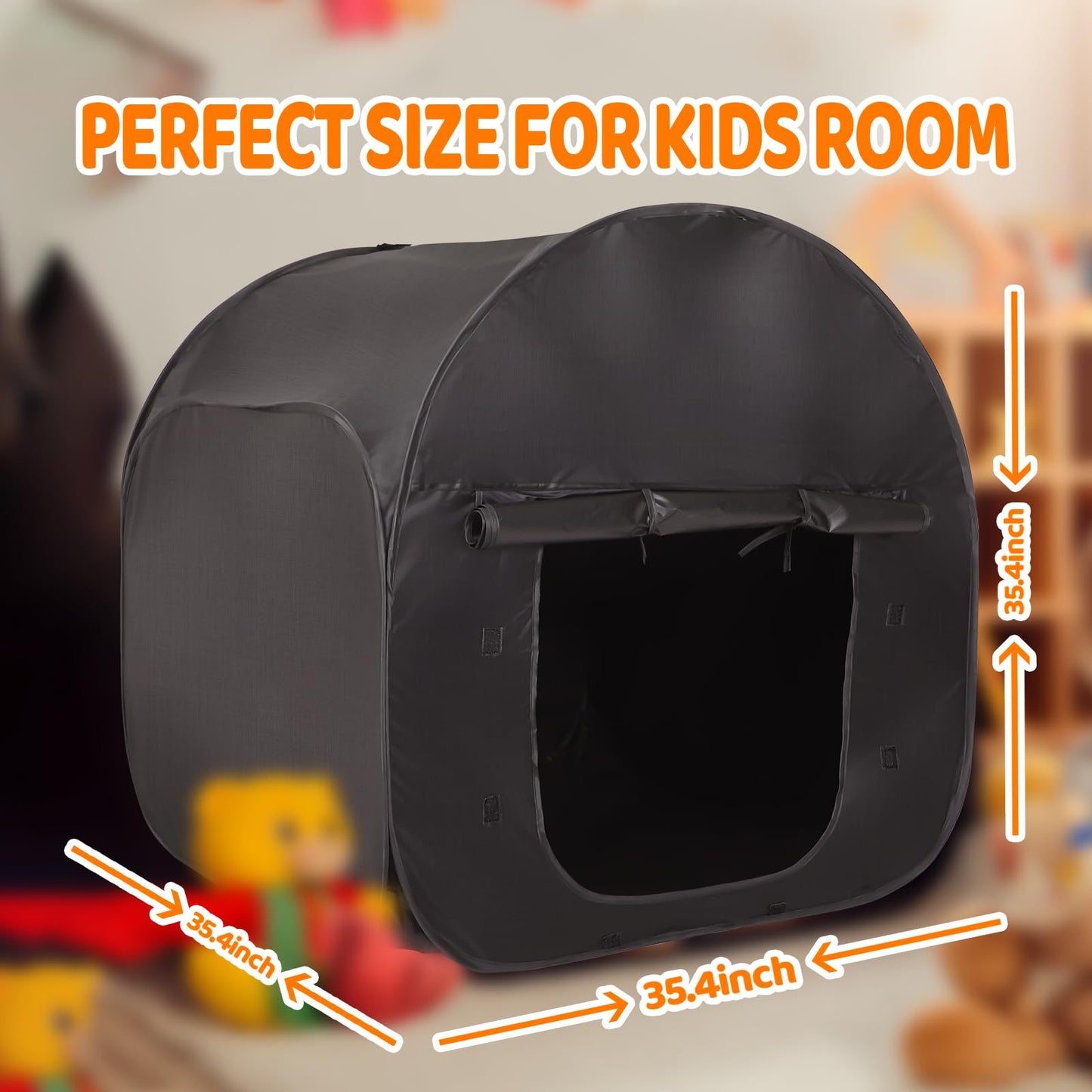 Fahkns Sensory Tent|Quiet Corner For Kids To Play And Relax| Portable Pop-Up Blackout Tent Black With Travel Bag|Sensory Tent Fo