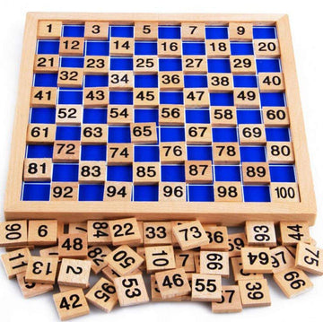 UMBWORLD Wooden Toys Hundred Board Montessori 1-100 Consecutive Numbers Educational Game Early Childhood Toy for Kids with Stora