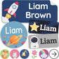 Personalized Daycare Name Labels for Kids [70pcs, Galaxy] - Waterproof Name Stickers for School, Baby Bottles & Clothing - Custo