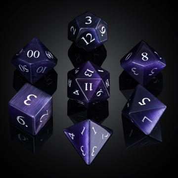 UDIXI Gemstone DND Dice Set 7PCS Cat's Eye Stone D&D Polyhedral Dice for Dungeons and Dragons Role Playing MTG Tabletop Games