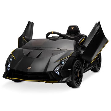 Kidzone Licensed Lamborghini Autentica Limited Edition 12V Ride On Car, Electric Vehicle Toy For Kid & Toddler, Battery Powered Sports Car W/2 Speed, 4 Motors, Parent Control, Spring Suspension -Black