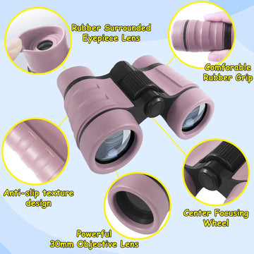 Essenson Binoculars For Kids Toys Gifts For Age 3-12 Years Old Boys Girls Kids Telescope Outdoor Toys For Sports And Outside Play Hiking, Bird Watching, Travel, Camping, Birthday Presents (Ice Rose)