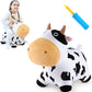iPlay, iLearn Bouncy Pals Dairy Cow Hopper - Plush Inflatable Ride-On Toy for Kids, 21x12x24 inches, White and Black