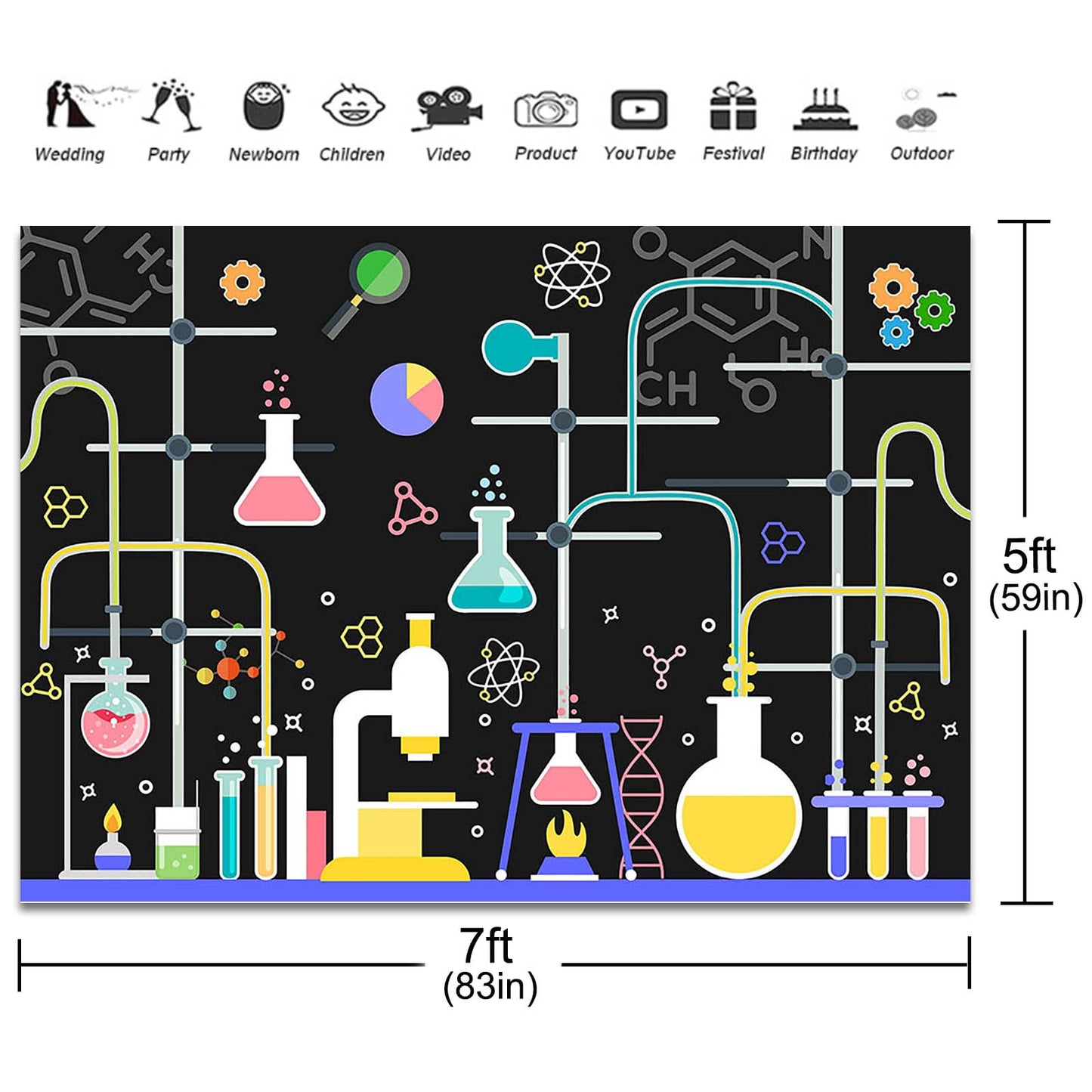 Fitumiw Chemical Science Birthday Party Backdrop 7x5ft Chemical Experiments Science Party Decorations Background for Kids Chemis
