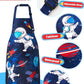 Wernnsai Kids Aprons For Boys - Space Toddler Art Aprons Waterproof Kids Toddler Paint Art Smock Waterproof Cooking Baking Painting Gardening Artist Chef Apron For Kids Age 2-5 Years