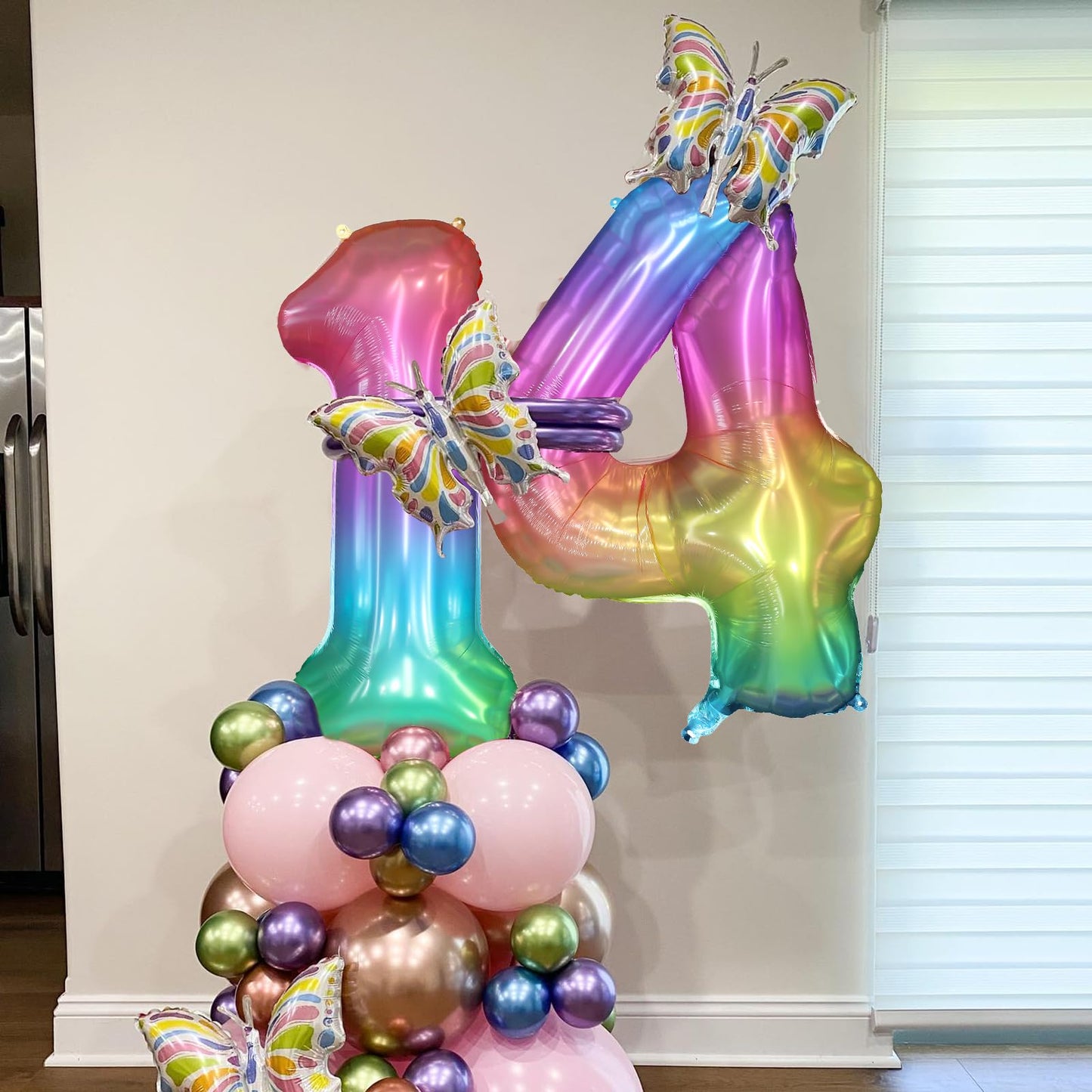 Paticool 40 Inch Rainbow Number Balloon 1, Large Number Foil Balloons Mylar For Girl Boy Birthday Party Celebration Decorations