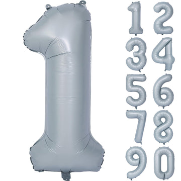 40 In Matte Gray Number Balloons Helium Foil Mylar Balloon Birthday Party Banquet Decoration 1