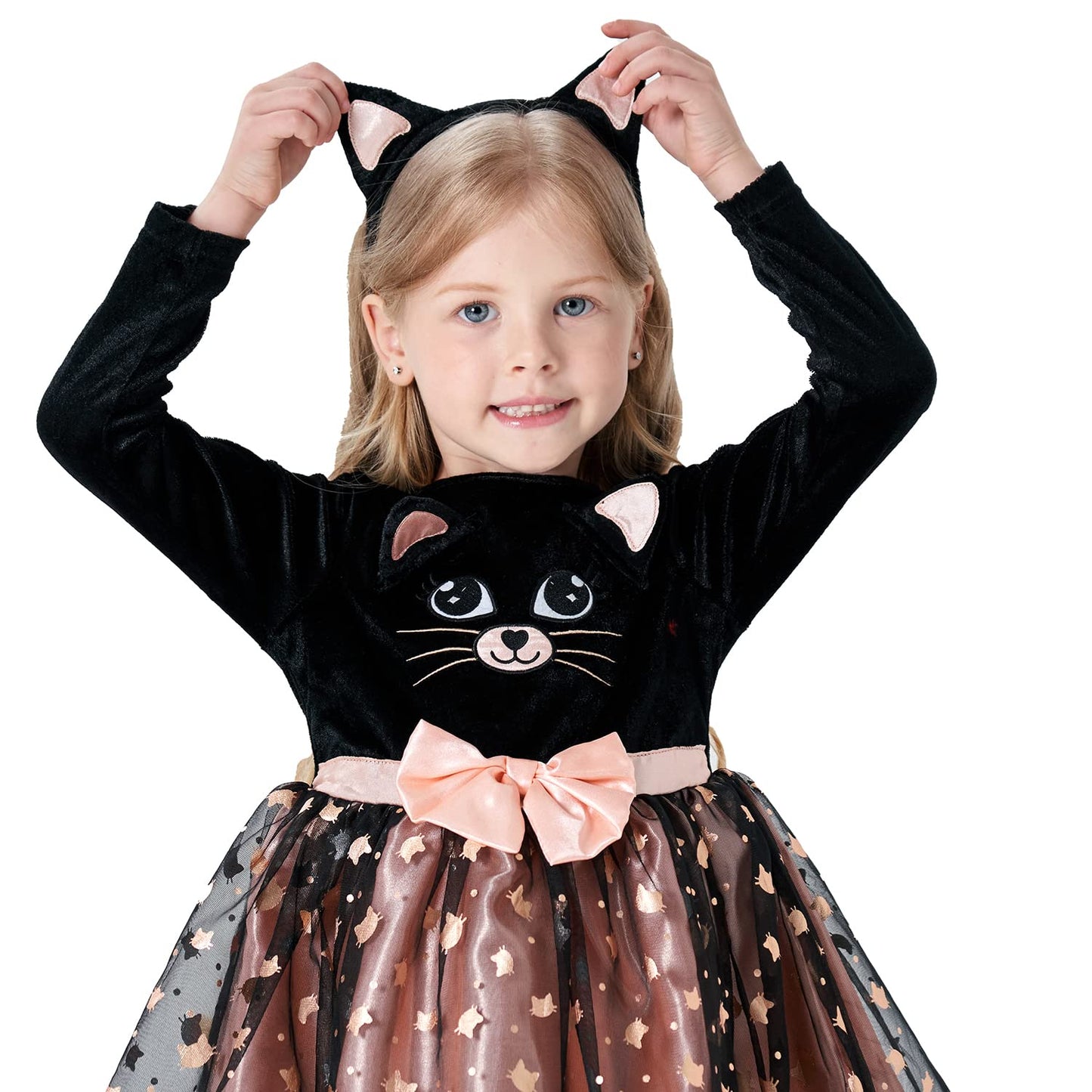 Wizland Cute Cat Costumes for girls Girls Dress Child kids Cat Role Play Costume for Halloween Dress Up Party and Roleplay Cosplay. Toddler 2-3