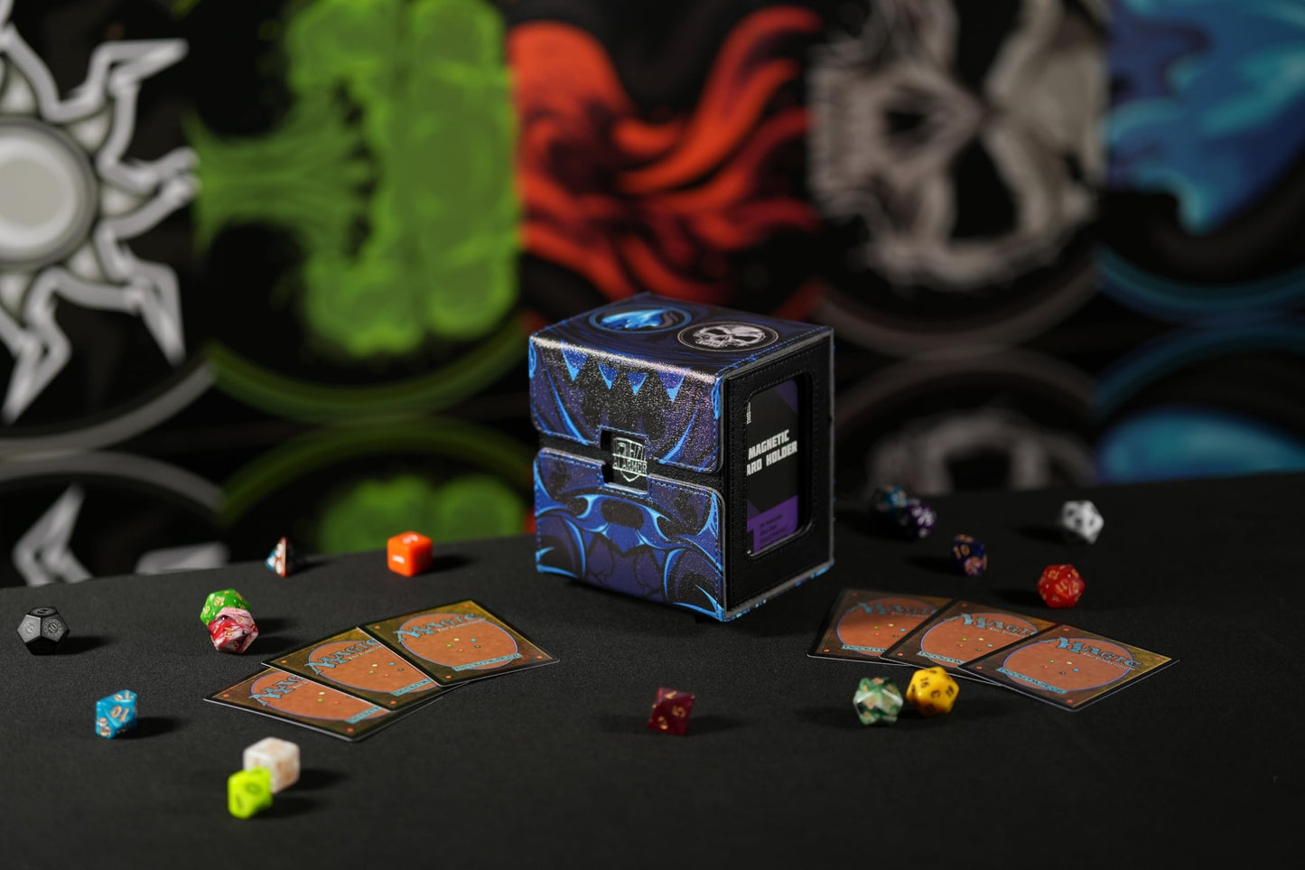 Ai protective covering MTG Commander 100+ Card Custom Art Deck Box With Storage (Blue Black)