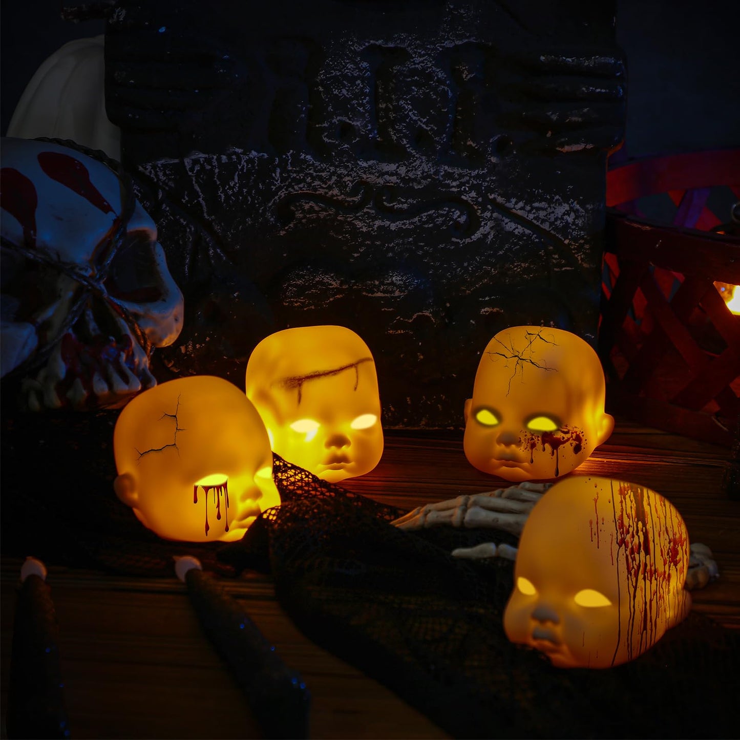 Libima 15 Pieces Halloween Baby Doll Heads, Doll Heads Haunted Doll Heads Creepy Doll Parts Scary Halloween Decorations For Hall