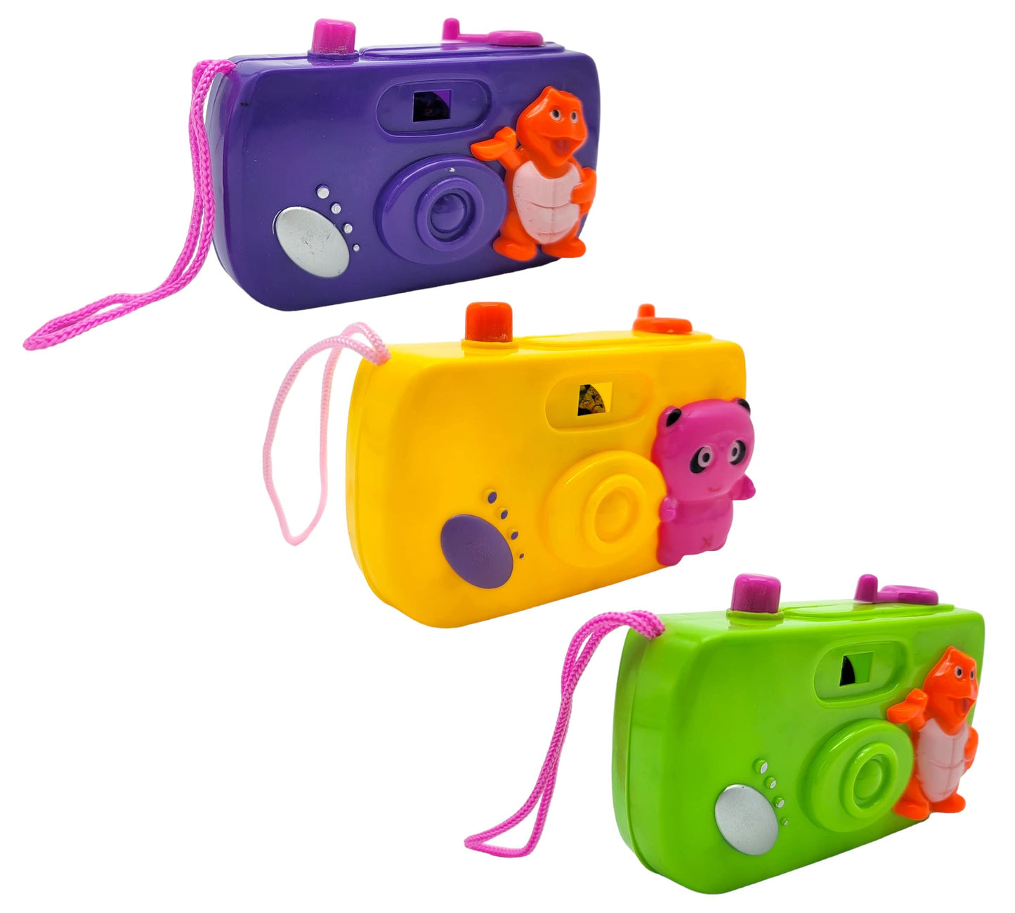 Kids Pretend Animal Theme Camera Toy Set (3 Pack) Colorful Cameras with 8 Wild Animal Images (3 Pieces)