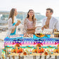 Grehumor 3Pcs Summer Sunset Beach Tablecloth Beach Theme Party Decorations Palm Leaves Tropical Beach Disposable Plastic Table C