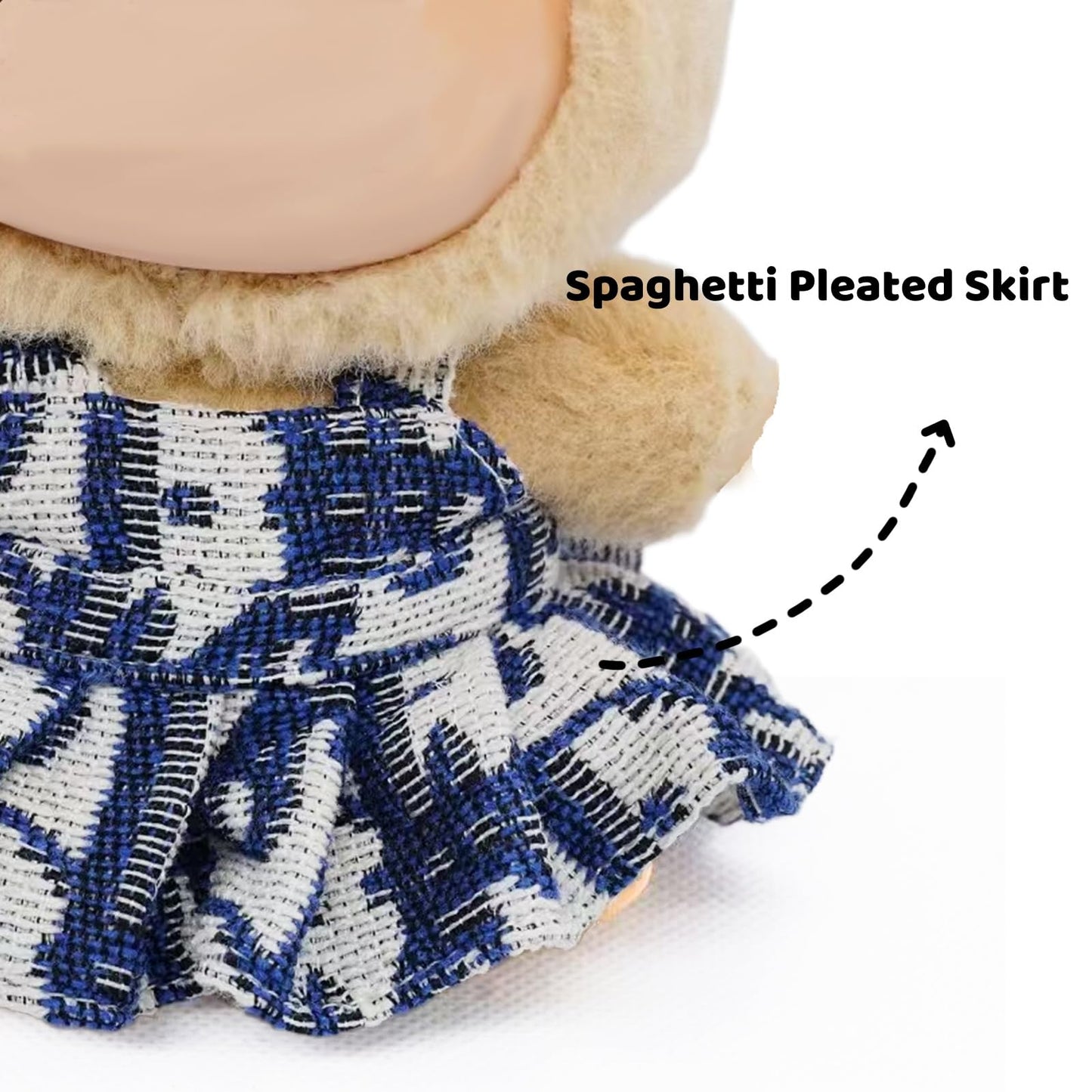 LYBHYQTII Clothes for 17cm Dolls enhanced Dolls Accessories with Chic Grid Bow Spaghetti-Strap Dress Set  High-End Fashion Outfit for Play & Display  Blue