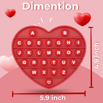 Petbsnvb Red Heart Shaped Pop Bubble Valentines Fidget Toy With Letters And Numbers, Xmas Gift Sensory Toy With Alphabets Kids Birthday Party Classroom Prize Stress Reliever