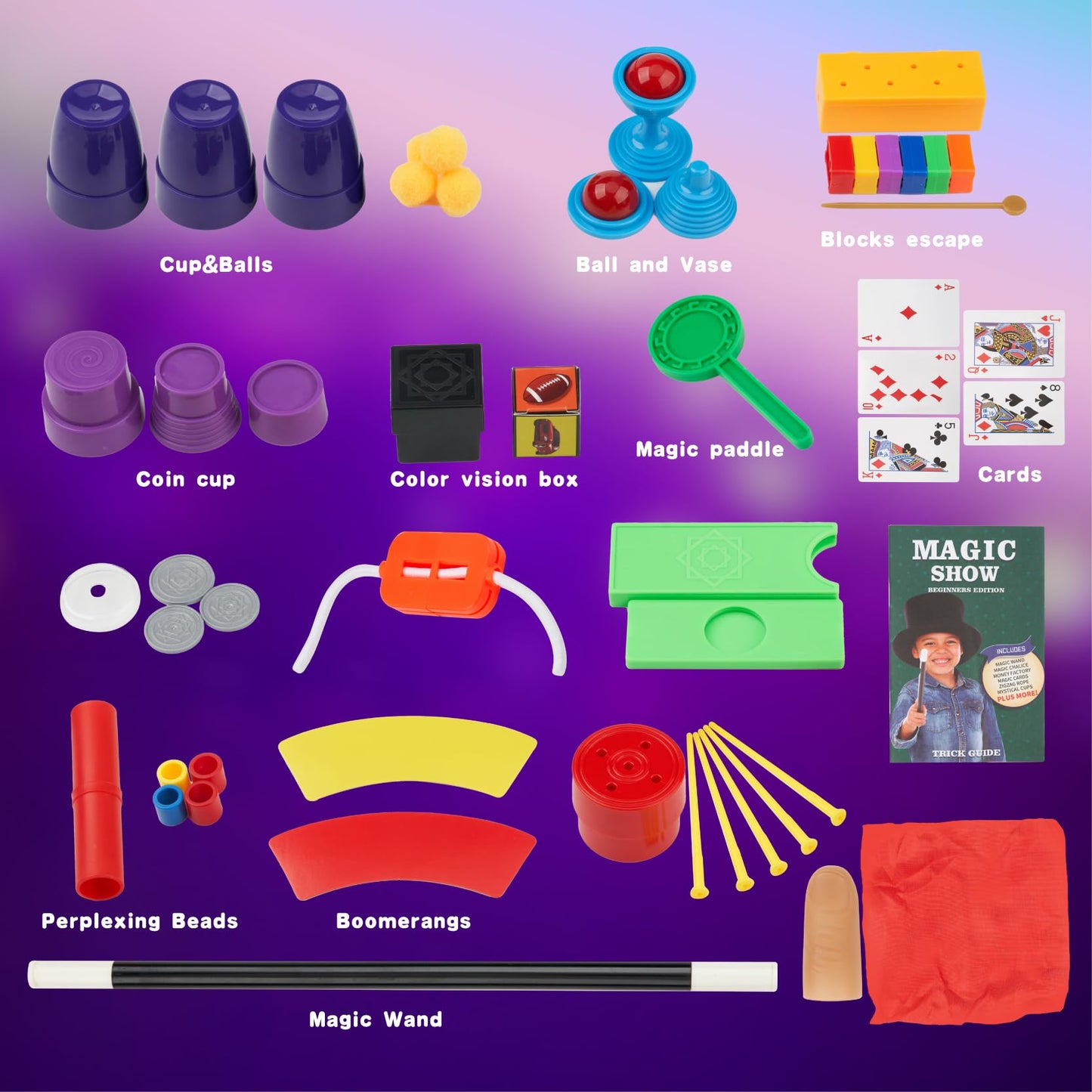 Enjocases Simple Magic Kit Over 70 Magic Tricks For Kids Ages 6-8, Magic Sets For Kids 10-12 With Magic Wand, Chalice, Coin Disappear,Ideal Magic For Kids Boys Girl