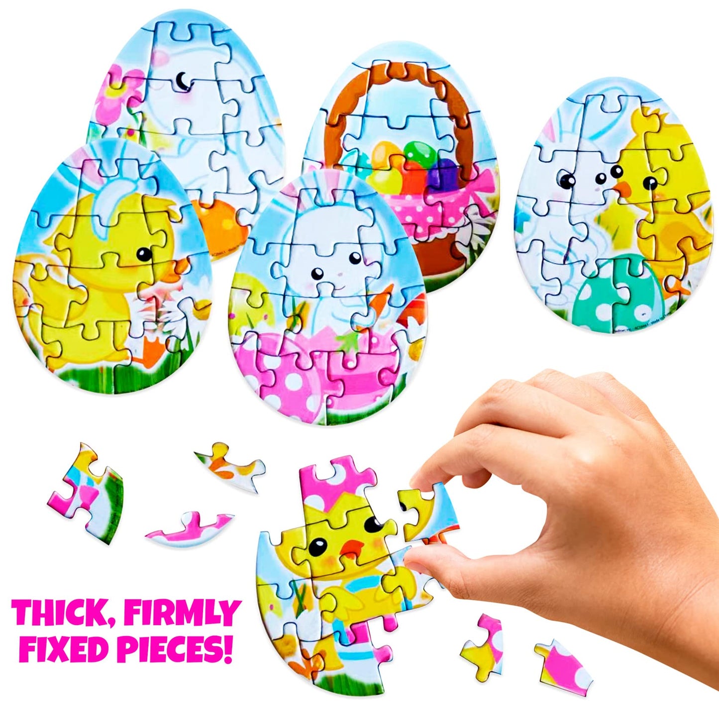 Artcreativity Puzzle Filled Easter Eggs – Set Of 24 Pre-Filled Easter Eggs With Mini Easter Puzzles Inside, Fun Easter Egg Puzzles For Kids, Perfect Easter Basket Fillers & Goodie Bag Stuffers