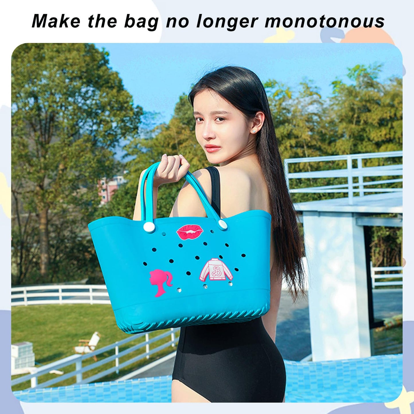 Lckaey Rubber Beach Bag Accessories-PVC Rubber decoration-for EVA Purse Bogg Inserts Y064Figure 45