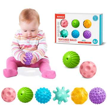 6Pcs Assorted Color Grasping Balls - Soft Textured Sensory Toys for Babies & Toddlers