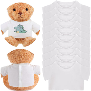 10 Pcs Stuffed Bear Tee Shirt Animal Clothes Basic Sublimation Blank T Shirt Classic Plush T Shirt Easy to Wear Fit 14-18 Inches Dolls (White)
