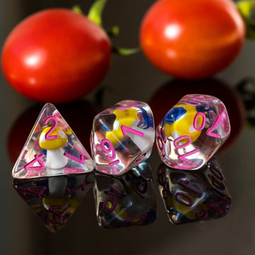 UDIXI 7PCS Polyhedral Dice Set, DND Dice Set Filled with Mushroom for Role Playing Games, D&D Dice for Dungeons and Dragons (Blu
