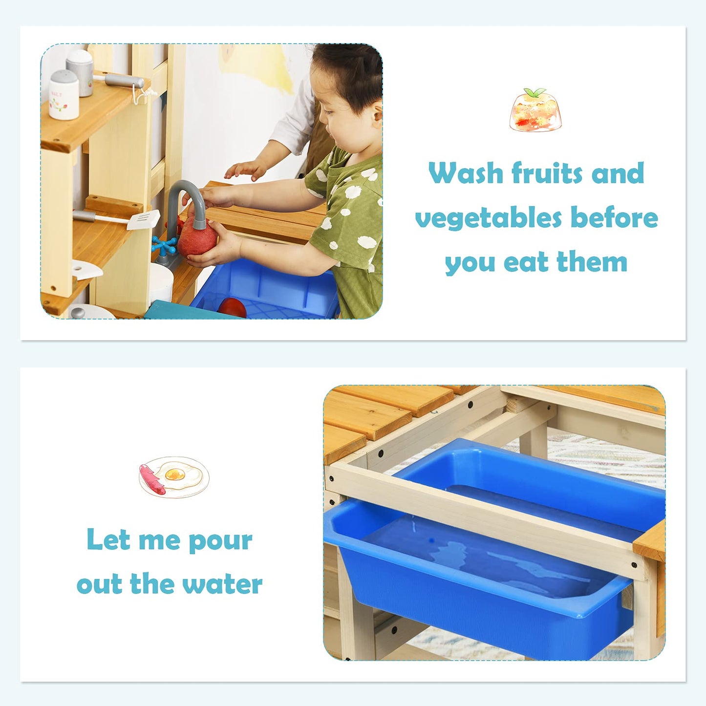 Costzon Mud Kitchen for Kids Outdoor, Wooden Pretend Play Kitchen with Removable Sink, Faucet, Storage Shelves, Mud Table, Kids